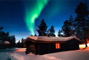 16314-11 - Northern Lights (Aurora Borealis), Hotel Kakslauttanen, Saariselka (Lapland), Finland