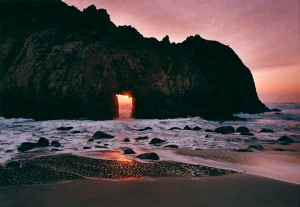 9552-7 - Sunset through arch, Pfeiffer Beach, Big Sur, CA